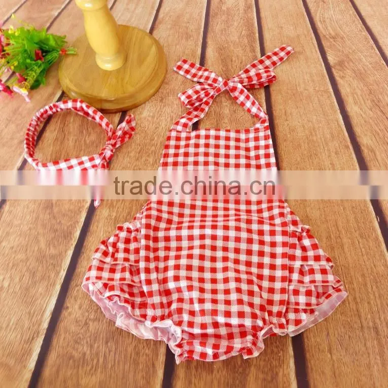 Toddler Girls Red Plaid Romper