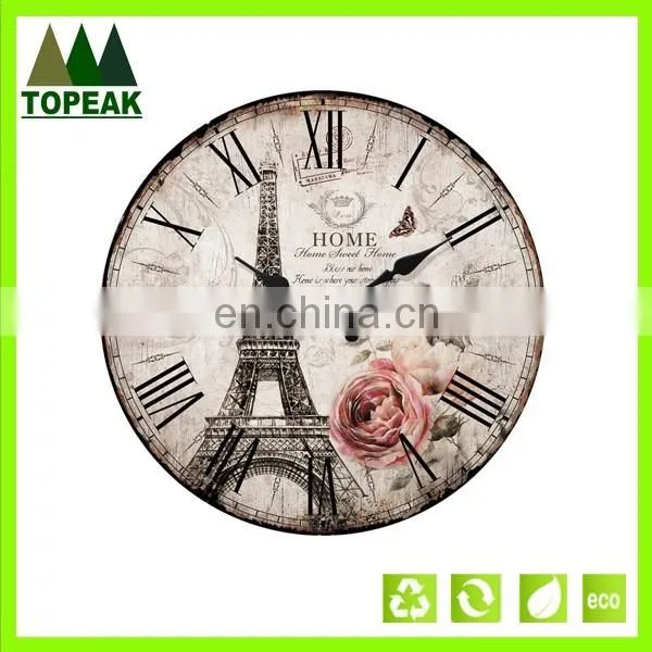 Promotional cheap DIY painting Wooden Wall Clock,Round Simple Design Antique decorative wall clock
