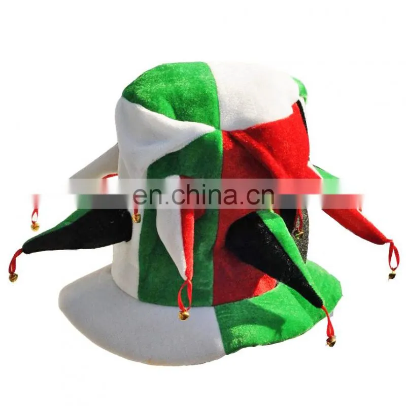 2017 New design party custom logo novelty clown hat carnival joker six horns hat with bells wholesale MCH-2473