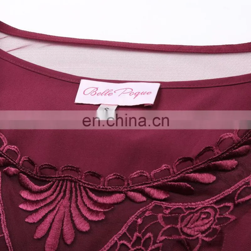 Belle Poque Retro Vintage 3/4 Sleeve Crew Neck Ankle-Length Lace Evening Dress BP000318-1