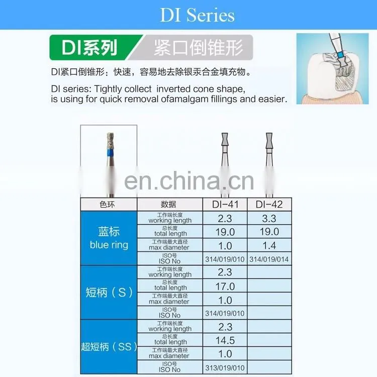 Belldental High speed Dental Diamond burs compatible with mani diamond bur