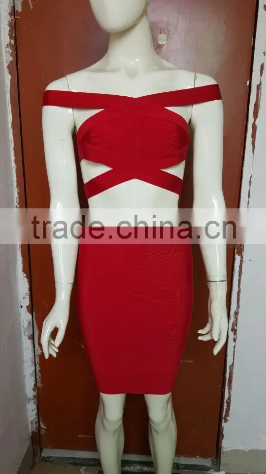 Summer dress 2015 summer new women sey two piece set red blue yellow black purple sey evening party bandage dress Bandage Bodyco