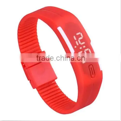 Red Fashion Silicone LED Sports Bracelet Waterproof Digital Wrist Watch Women