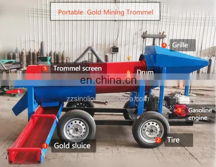 Small rock sand gold separator machine mining trommmel screen