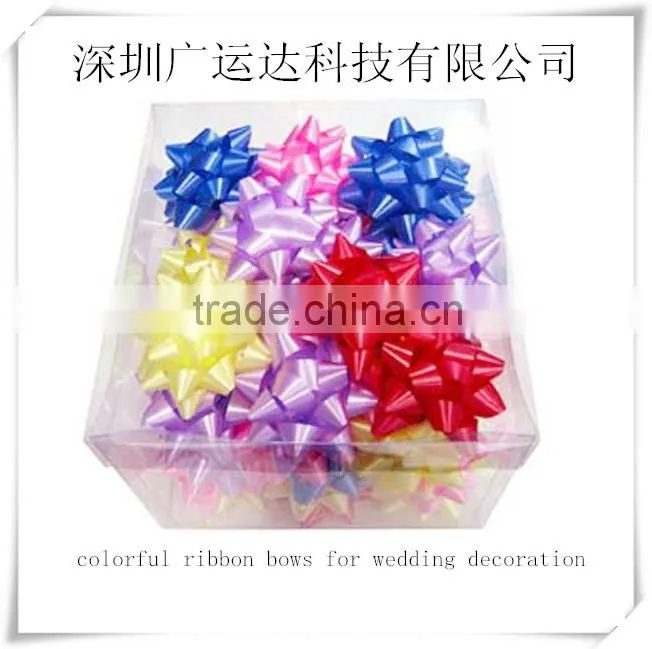 2016 Festive metalic star ribbon bow,10cm dia iridescent fancy bow, gift wrapping paper