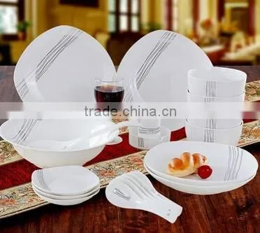 56 pcs white with pink flower dinner set