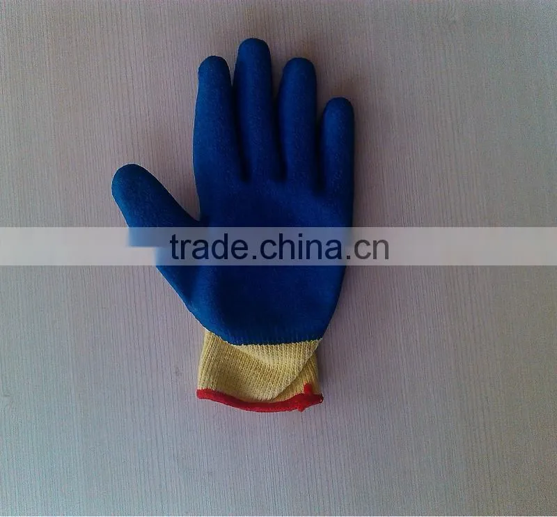 Latex coated string knit gloves blue gloves
