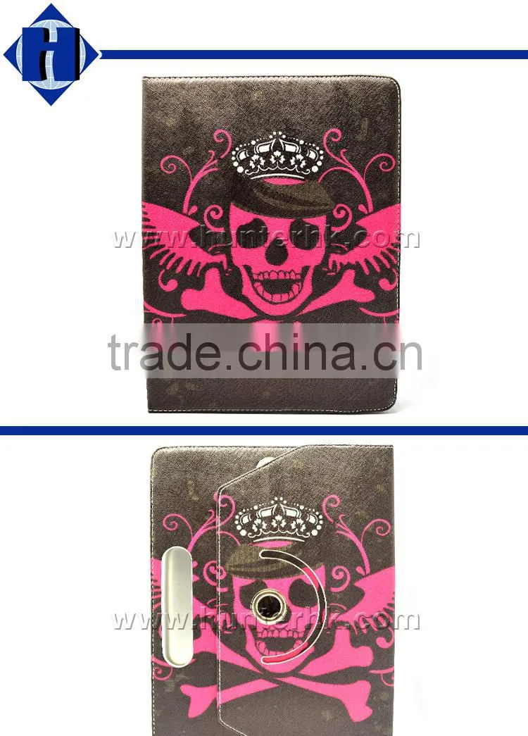 Printed Skull Rotating Tablet Case For Kindle Fire