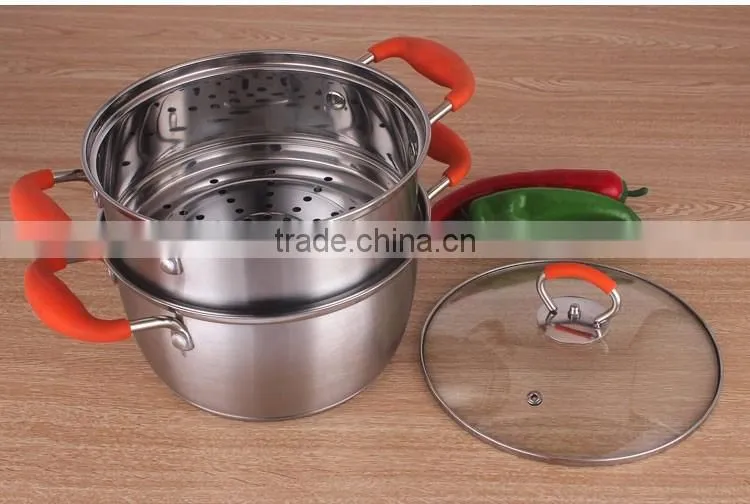 18/8 Stainless steel cookware set with silicone handle