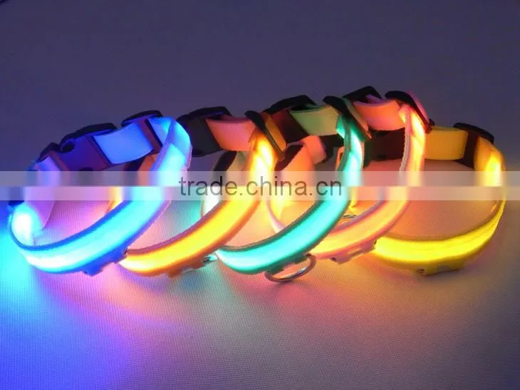 2.5cm Mesh Structure Led Bright Pet Collars for Dogs, 4 sizes 6 colors support Mixed Wholesale
