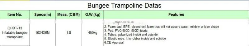 Inflatable Jumping Bungee Trampoline 2 in 1 (QHBT-13)