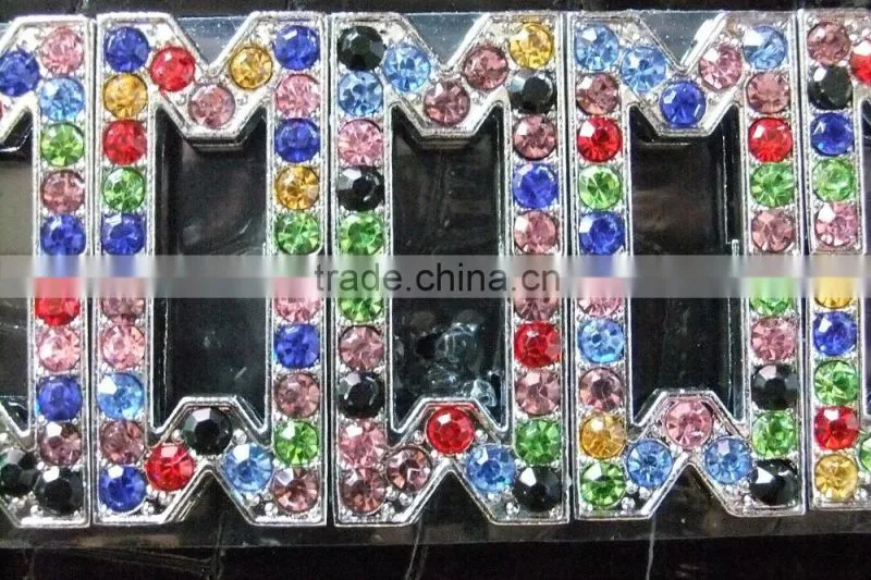 Wholesale Zinc Alloy 10mm Mixed Color Colorful Rhinestones Slide Letters