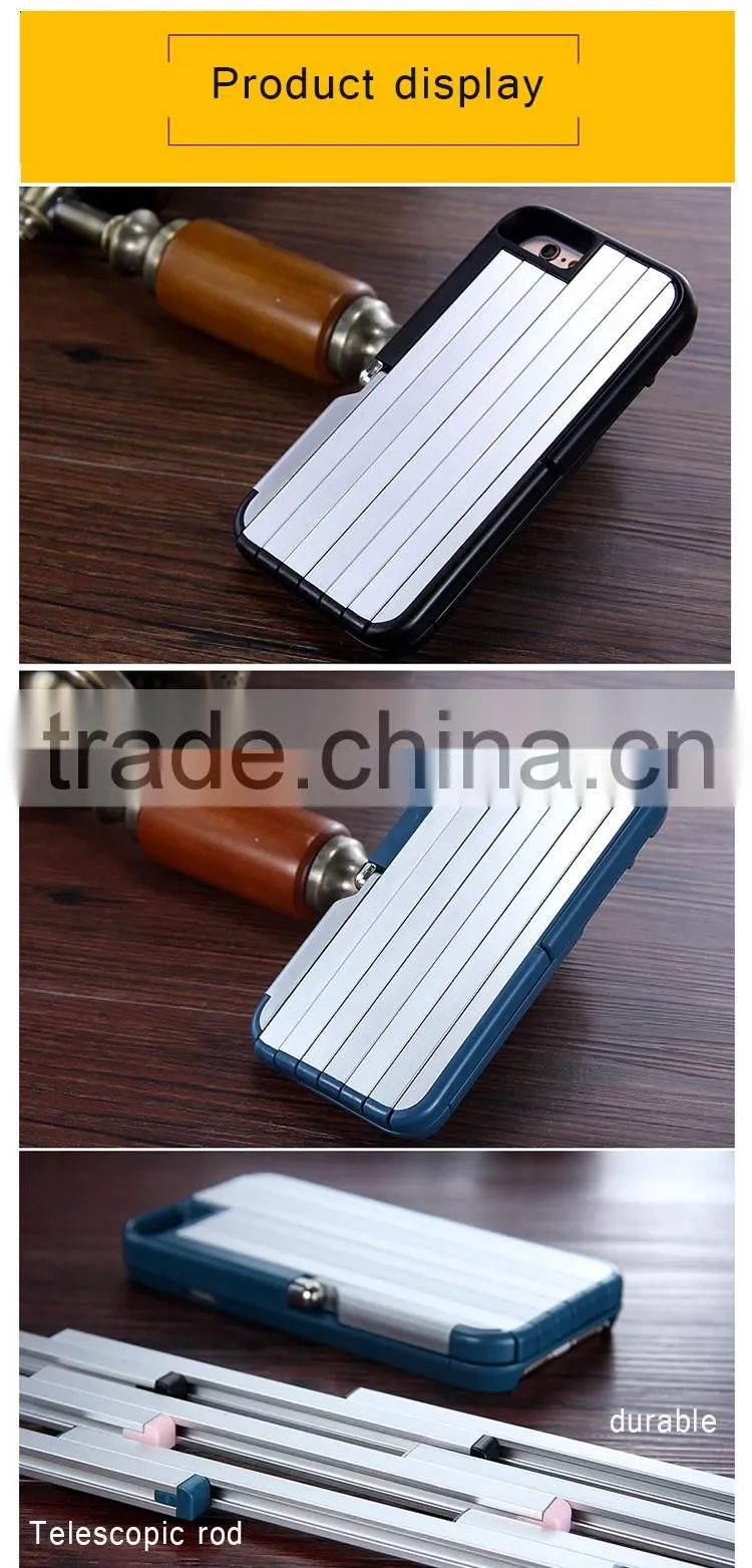 2016 design new trend phone cases selfie stick with bluetooth shutter button aluminum material stikbox case for iphone6s