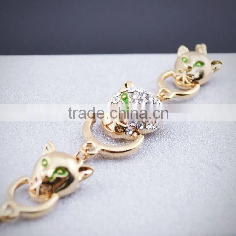 18k Real Gold Plated Austrian Rhinestone Crystal Elements Luxury Leopard Head Jewelry Bracelets