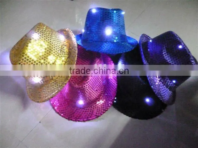 LED flshing paillette knight hats