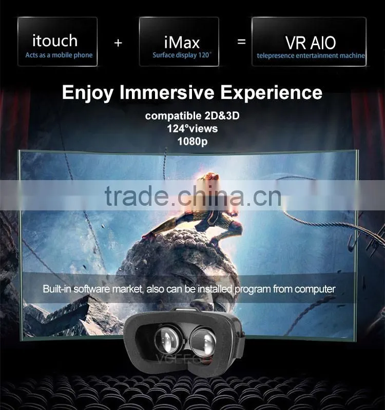 New arrival powerfull virtual reality 3d glasses with custom logo support 3D VR BOX movie/games/video all In one