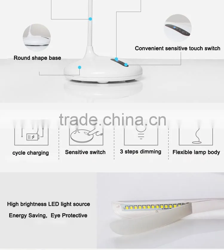 Rechargeable Flexible LED Table light Reading lamp JK-853R Book lamp Night light Gift light