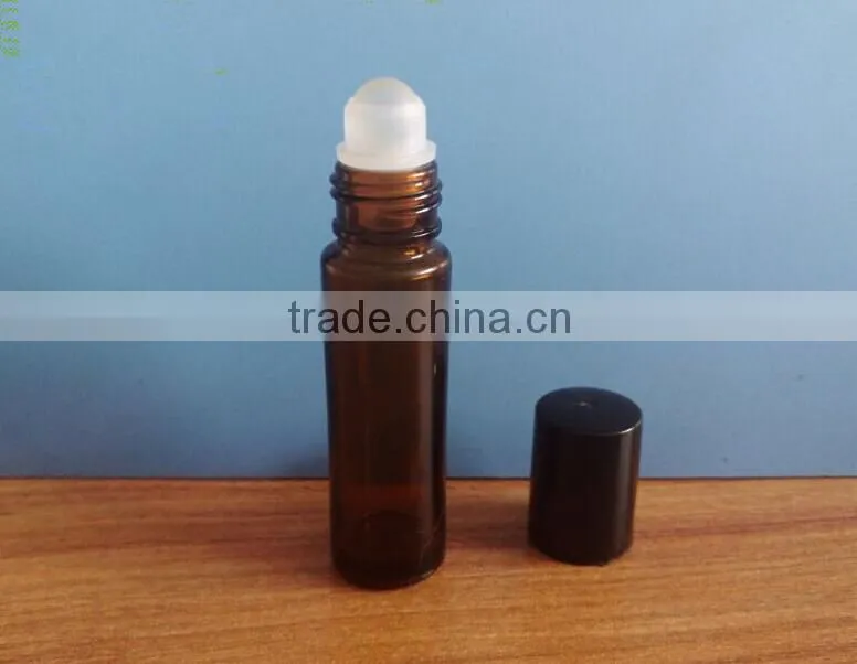 10ml glass roll on bottle with black cap for cosmetic