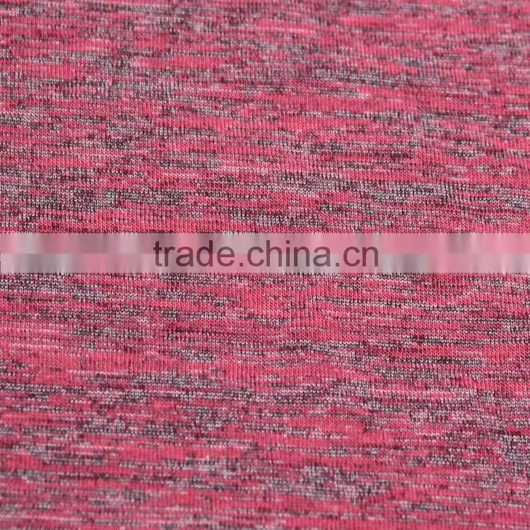Grey melange polyester viscose spandex jersey fabric for sweart shirt