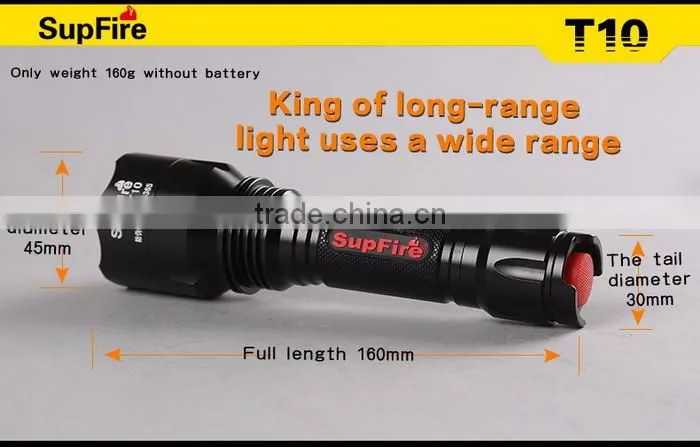 Supfire T10 Portable Rechargeable Flashlight Camping Hand Torch
