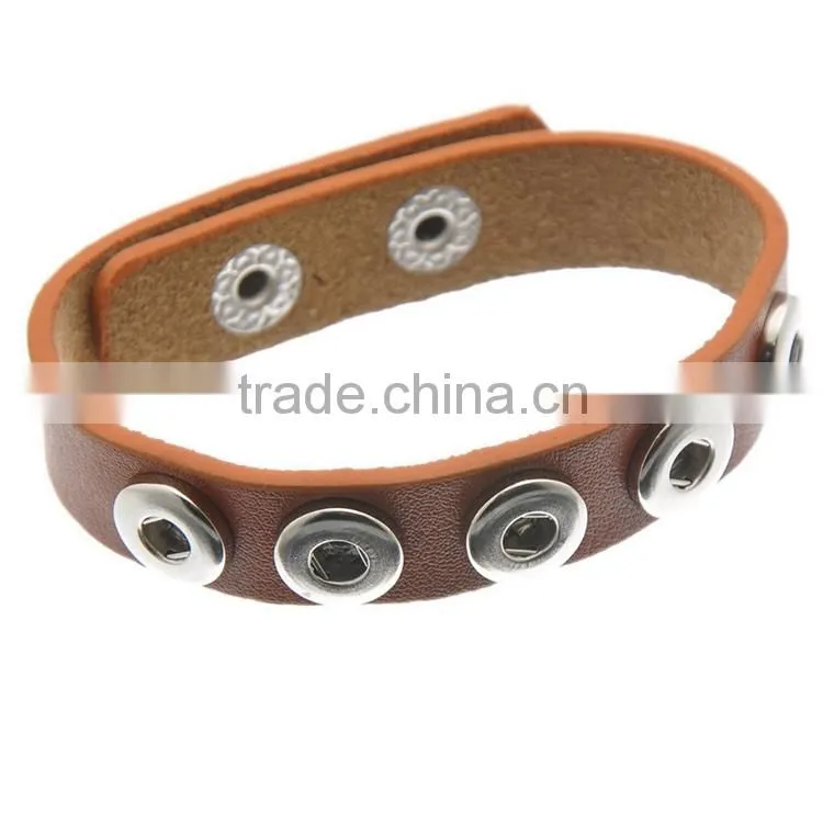 leather button bracelets 18mm Ginger Snap Bracelet charm Interchangeable handmade pulseras button Snap Bracelets