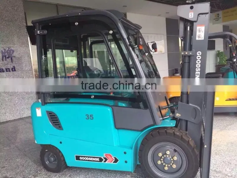 3.5 ton goodsense electric forklift trucks for sale with cabin