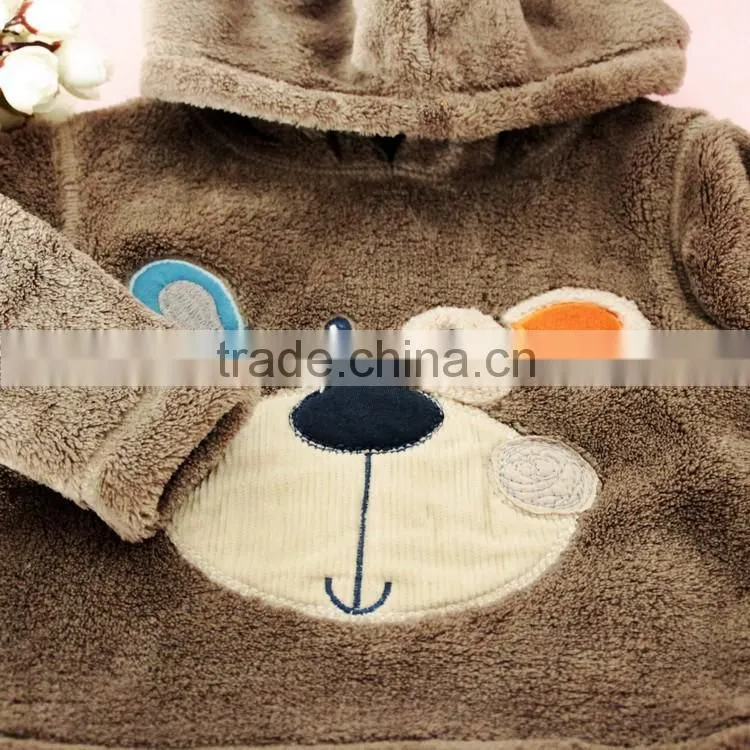 2016 fashion baby wearing hoodie fleece hoodie for boys with chest cartoon monkey