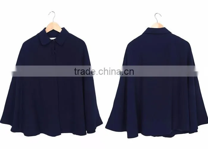 Cape Fashion Black Coat for Women in Guangzhou