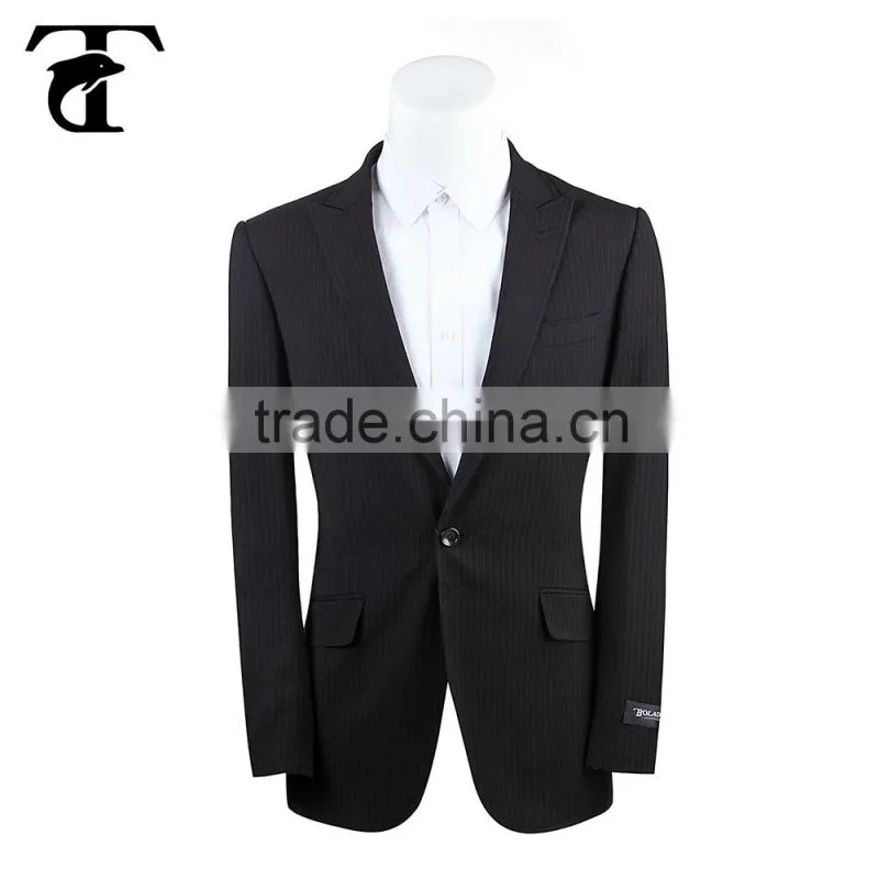 2015 new arrival mens pinstripe notch lapel fasion suits slim cut two vents suit fancy blazer for mens