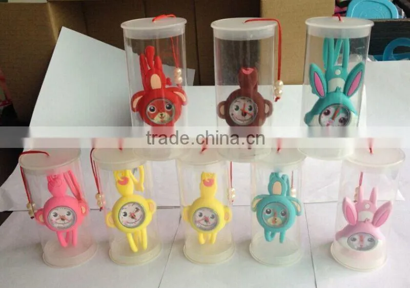 silicone bright color lying prone cat kid's summer wristwatches with CE