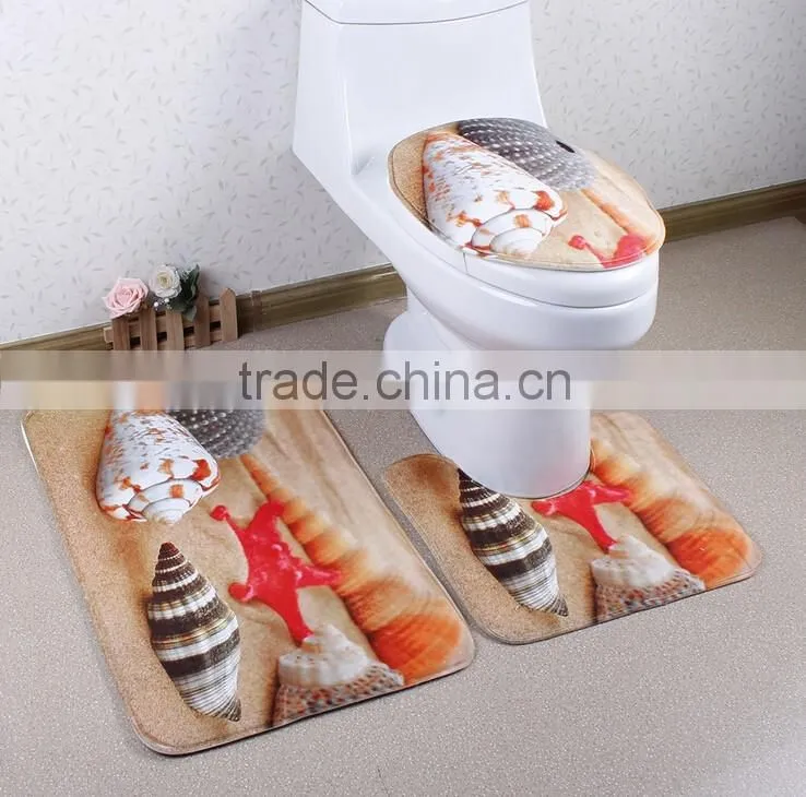 3D digital print 3pcs bath mat