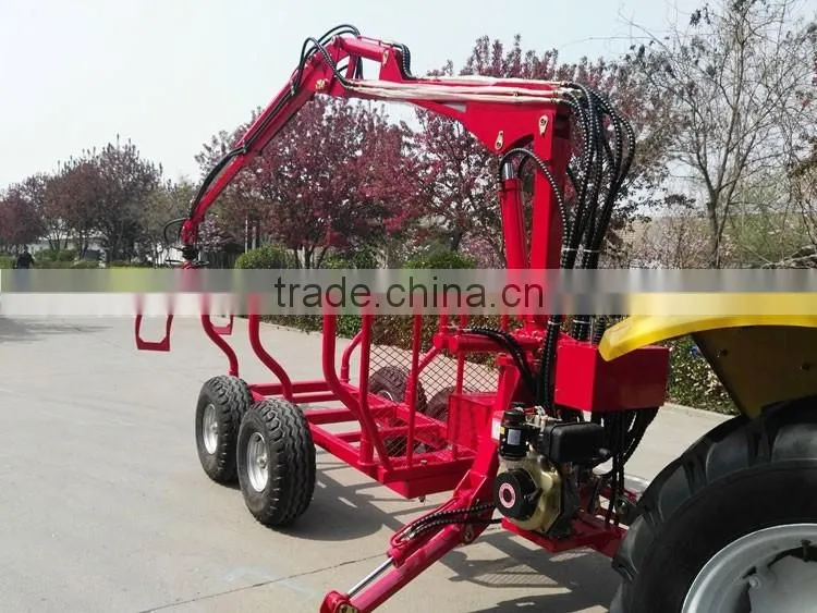 logs trailer with crane with telescopic crane