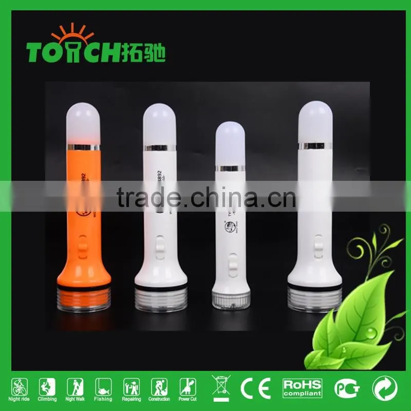 2016 New Disign Rechargeable LED Flashlight Torch Lighters with Charger Camping Light Plastic Torch Light