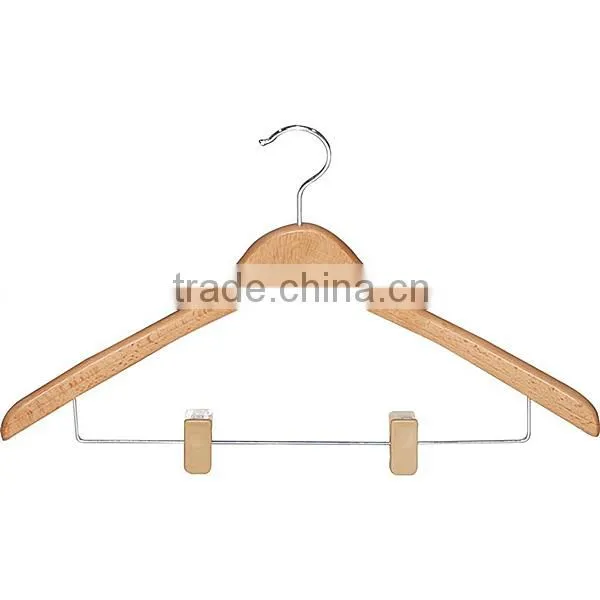 Professional standard wood clothes hanger with locking bar