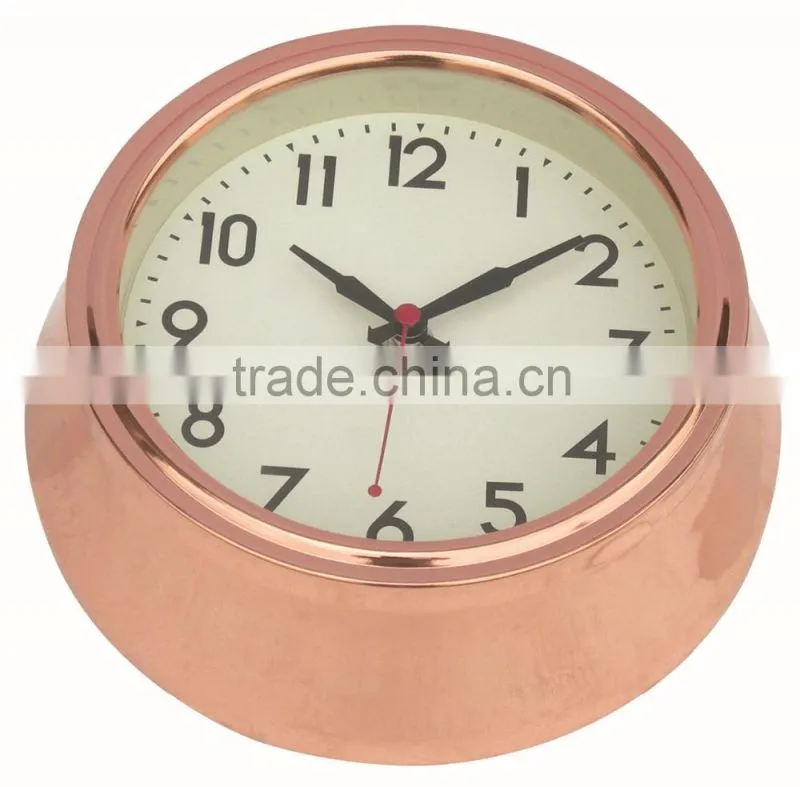 Fasional decoractive hall way rose gold metal wall mounted clock