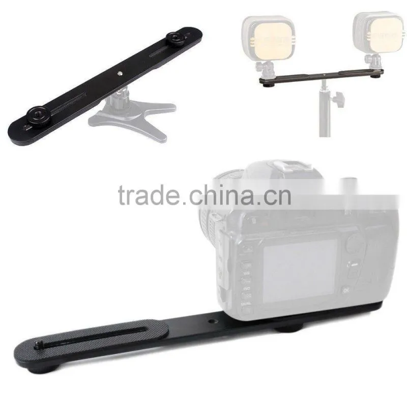 Dual Flash Bracket Holder for 1/4" Screw Tripod Light Stand For DSLR Camera