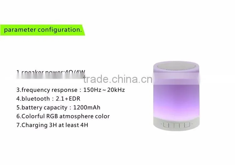 2016 Portable LED Desk Light RGB Rechargeable Battery Operated Touch Sensor Dimmable Wireless Table Lamps With Bluetooth Speaker