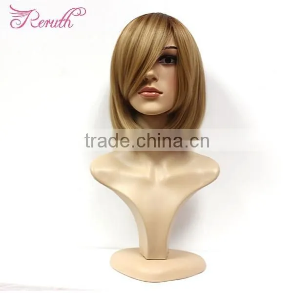 Wholesale two tone colorful human short bob hair lace front wig