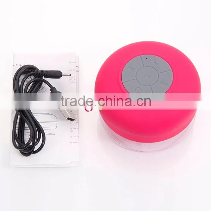Waterproof Mini Bluetooth Speaker With Suction Cup Rose Red