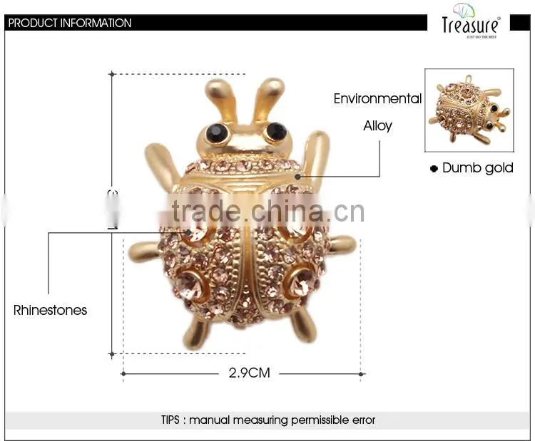 Best price jewelry ladybug golden alloy with rhniestone brooch jewelry