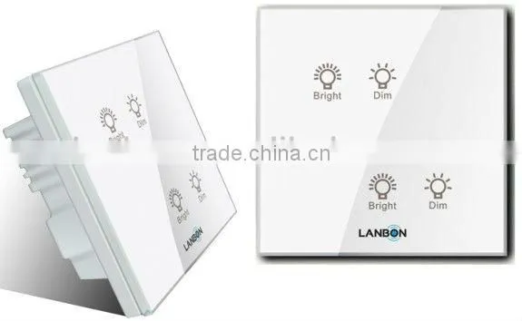 110-250V electrical white square back touch wall mounted remote 2-gang dimmer switch for home/apartment/hotel/flat
