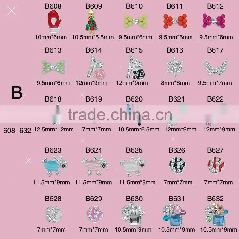 2016 fashion 3D nail art Tips decoration Alloy nail jewelry Glitter Rhinestone