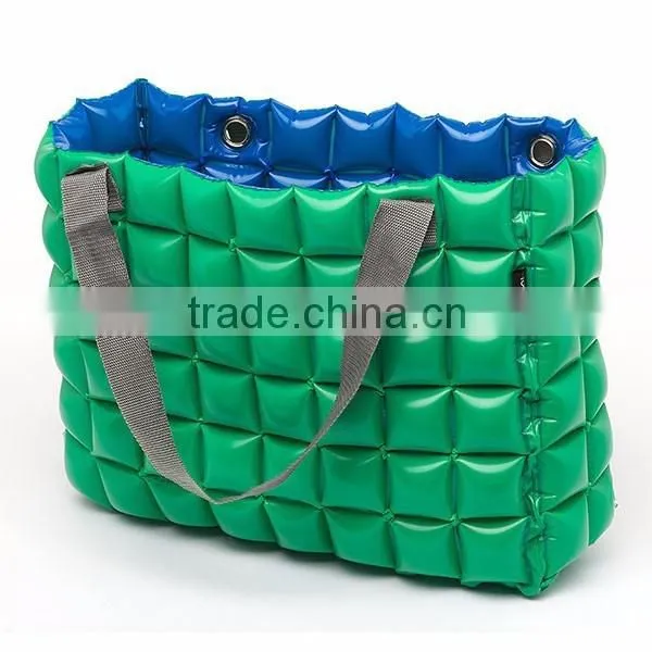 blue PVC air tote bag for family beach holiday