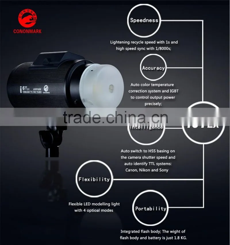 CONONMARK digital 600WS i6T digital camera studio outdoor photo strobe flashlight with transmitter