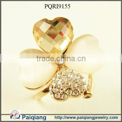 2014 hot latest design fashion four clover diamond ring jewelry