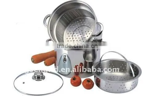 stainless steel pasta cooking pots set with strainer