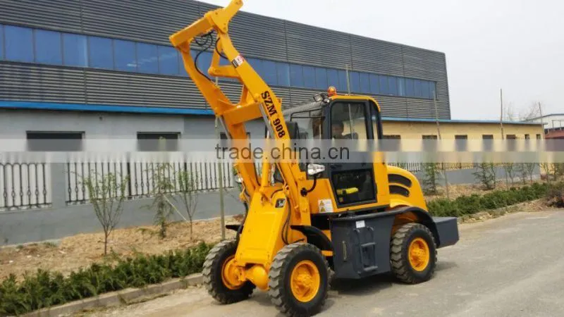 China top brand 908 with Weichai engine and pilot control wheel loader pallet fork