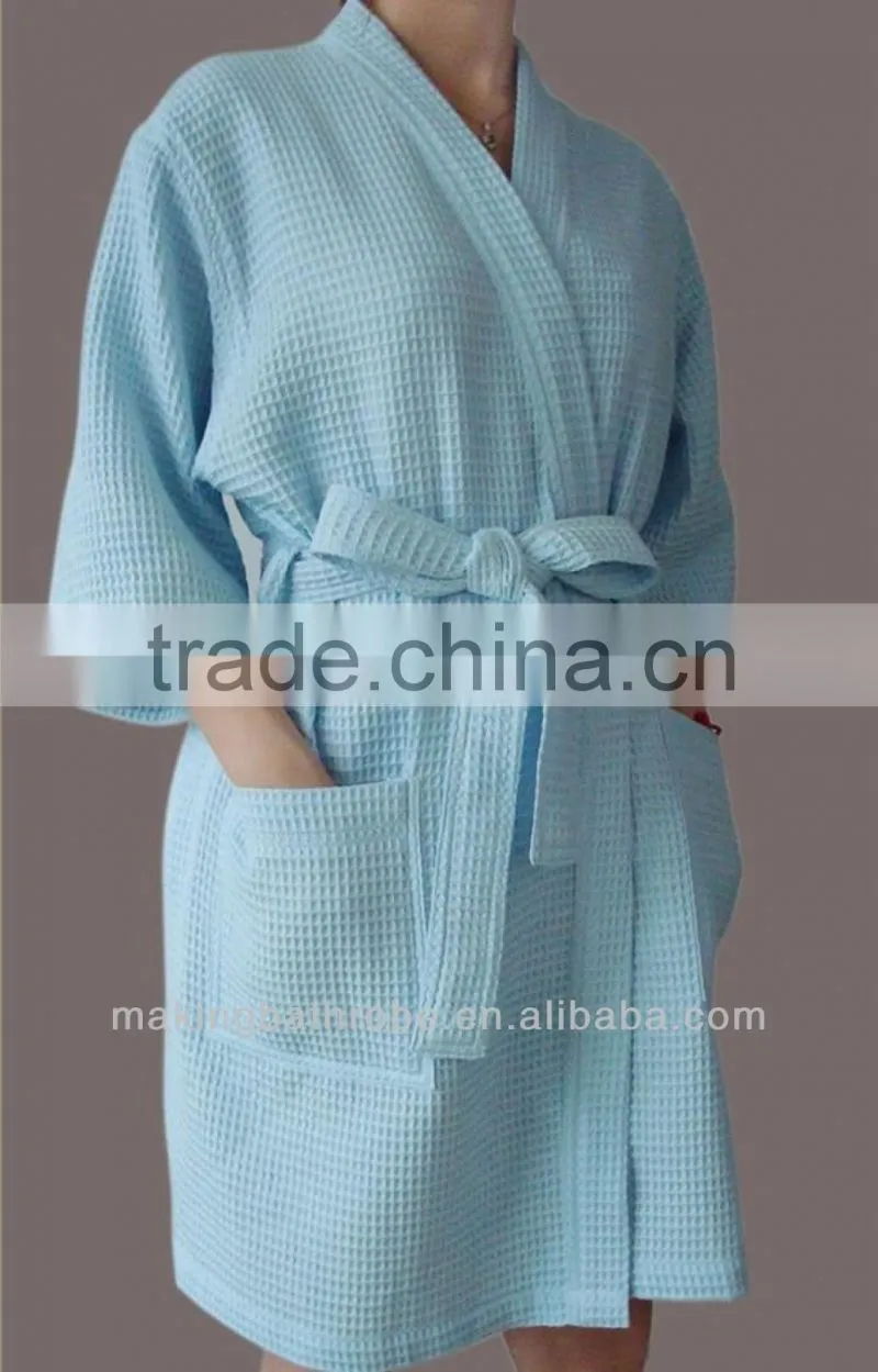 100% cotton waffle weave bathrobe