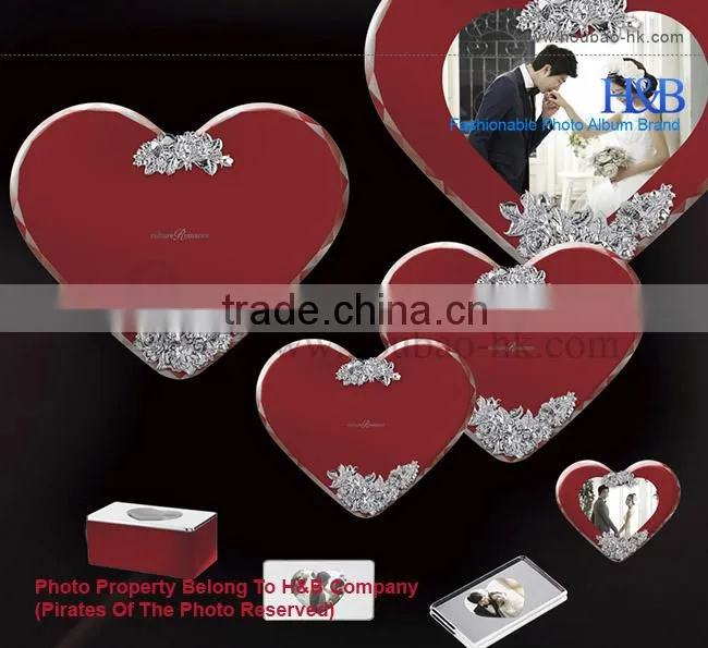 Nice heart shape love crystal wedding photo frame