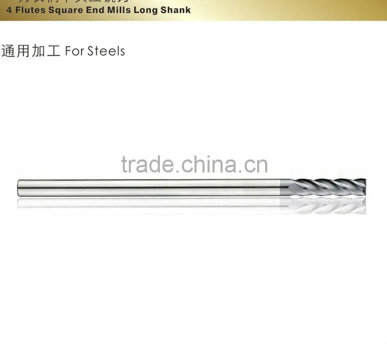 Solid Carbide Extra Long End Mills(4Flutes Square End Mills Long Shank)